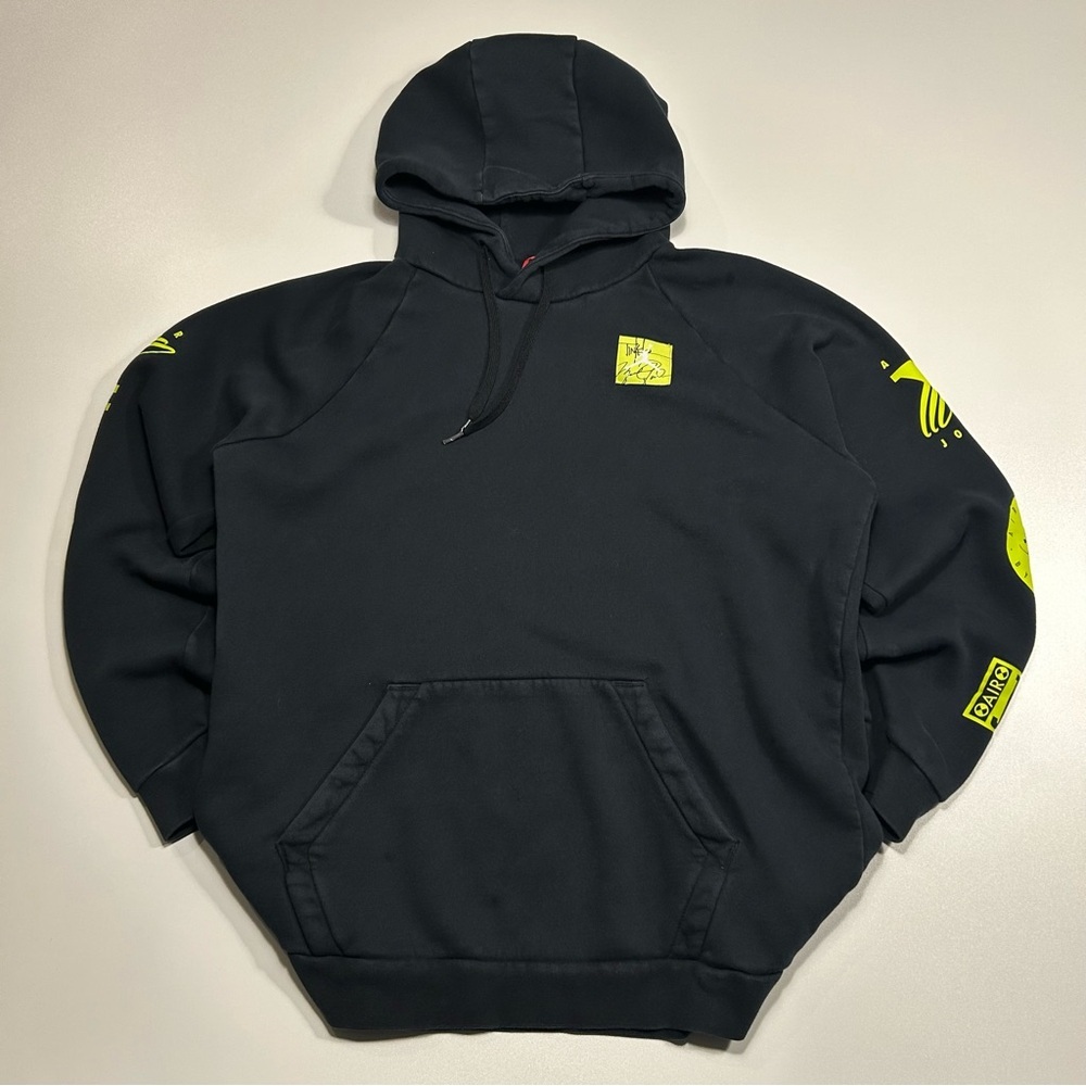 Jordan Legacy Tinker Story FLC Hoodie Black Volt Yellow Graphics Men’s Large